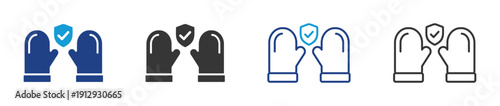 protective gloves icon set multiple style collection	
