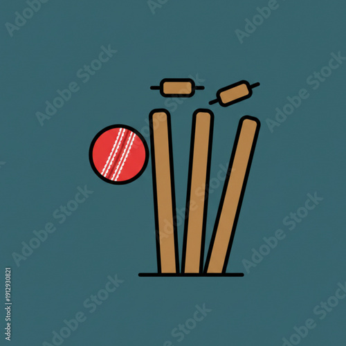 Cricket ball hitting wickets in dynamic motion play