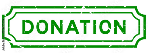 Grunge green donation word rubber seal stamp on white background