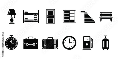  home and travel icon. set of home and travel icon.