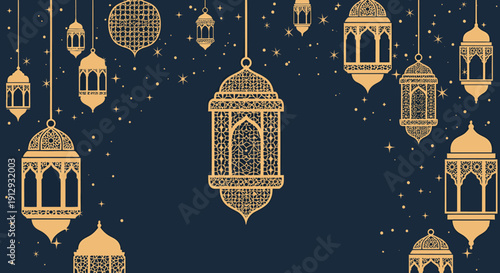 Elegant hanging lanterns in gold.