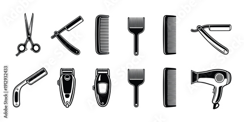 Barber tools and equipment icon.
