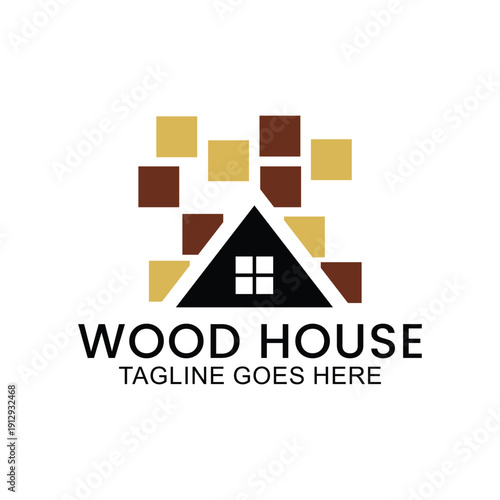set of wooden floor logo design, house floor logo, ceramic pattern logo, wooden parquet floor logo. Wooden house and wooden furniture vector template.