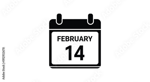 February fourteenth calendar icon a simple black graphic silhouette high quality