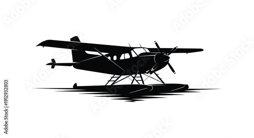 Black floatplane against a white background a striking silhouette high quality