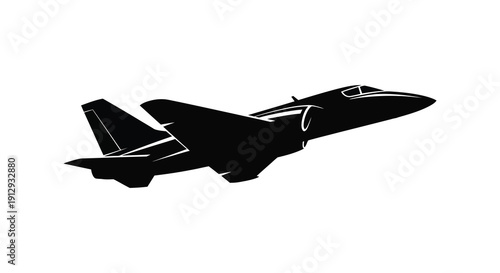 Black silhouette of a fighter jet in flight showcasing aerodynamic design silhouette
