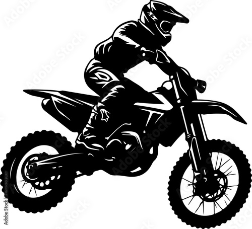 Motocross Rider Jumping Dirt Bike Over Hill Energetic
