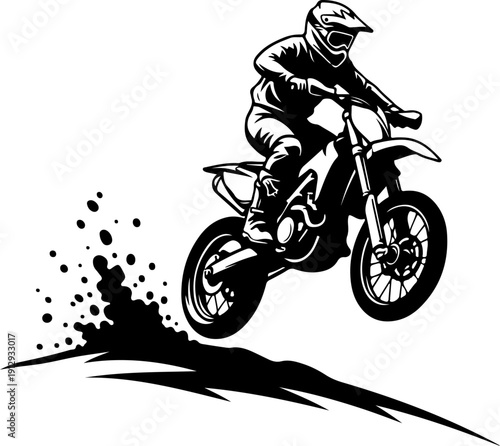 Motocross Rider Jumping Dirt Bike Over Hill Energetic