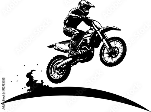 Motocross Rider Jumping Dirt Bike Over Hill Energetic