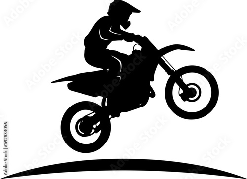 Motocross Rider Jumping Dirt Bike Over Hill Energetic