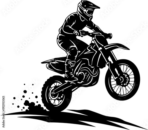 Motocross Rider Jumping Dirt Bike Over Hill Energetic
