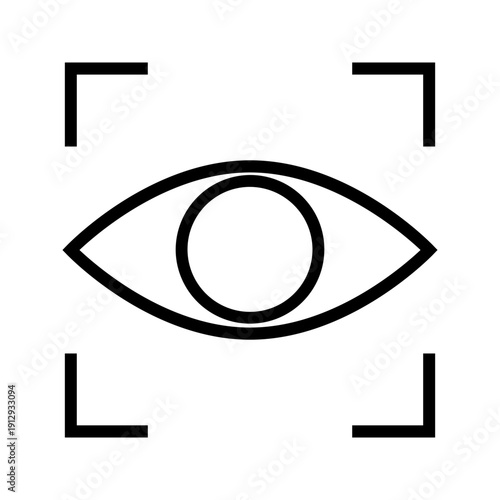 Eye Scan Icon Vector, Vision Recognition Security Symbol