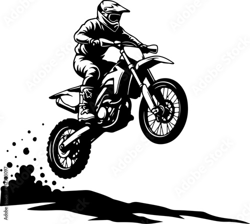 Motocross Rider Jumping Dirt Bike Over Hill Energetic