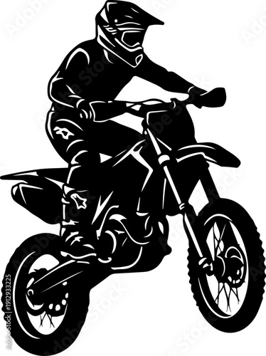 Motocross Rider Jumping Dirt Bike Over Hill Energetic