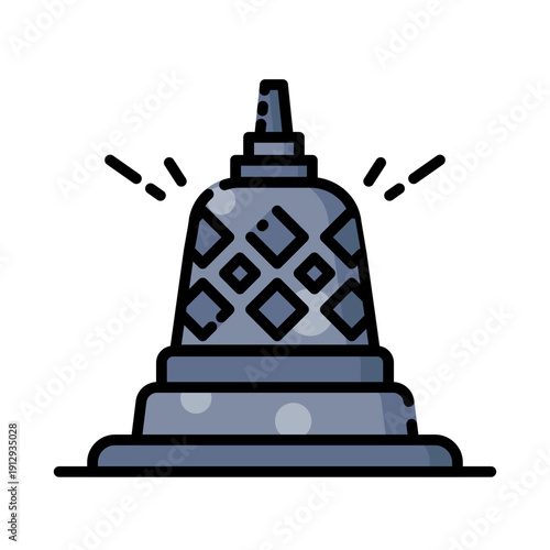 Borobudur Stupa Icon Temple Java Indonesian Culture Vector Illustration