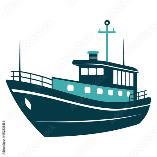 Fishing Boat Vector Illustration – Minimal Marine Vessel Flat Design