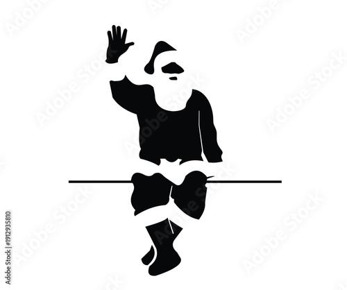 black silhouette of santa claus celebrating christmas