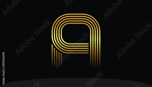 A Initials with Gold Color