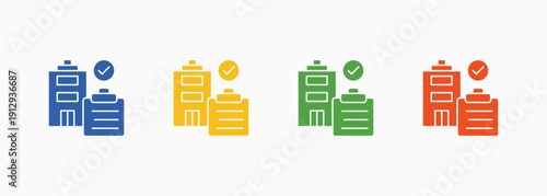 Institution Icon Set Color Multiple Style Collection Element For Design