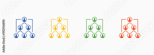 Organization Structure Icon Set Color Multiple Style Collection Element For Design
