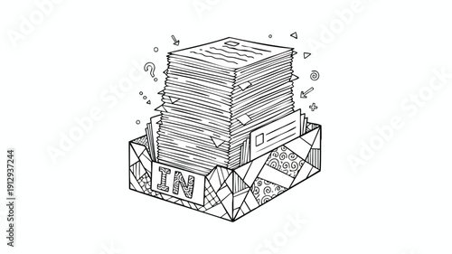 Stack of documents in an inbox tray.