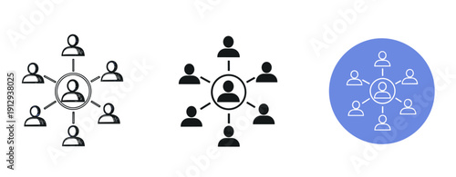 Network diagram icons: connections and relationships visualization