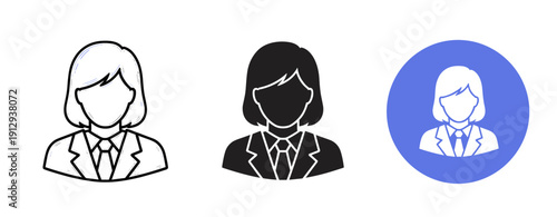 Vector illustration: female business avatar icons in various styles