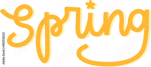 spring text yellow colorful small flower lettering simple text illustration