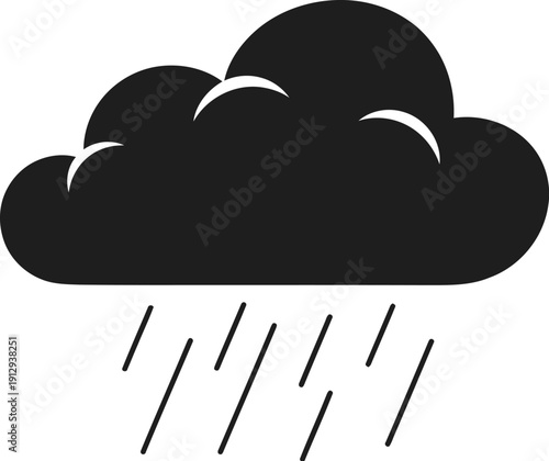 Black rain cloud silhouette represents severe weather events in a.
