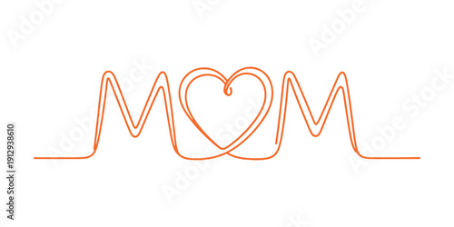Here's a festive card that combines heart line art with the word 'mom'. This minimalist contour vector illustration is ideal for design purposes.
