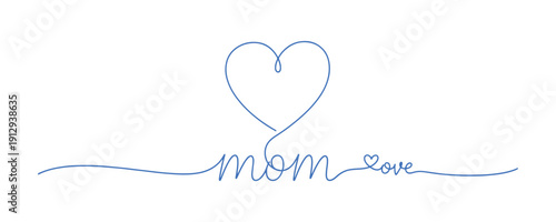 This festive card displays a heart and the word 'Mom' in a charming line art style. A minimalist contour vector illustration that works beautifully for design.
