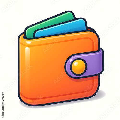 Colorful Wallet with Cards Icon.