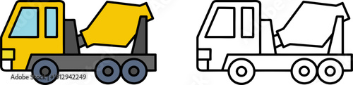 Concrete mixer truck icon for construction site equipment