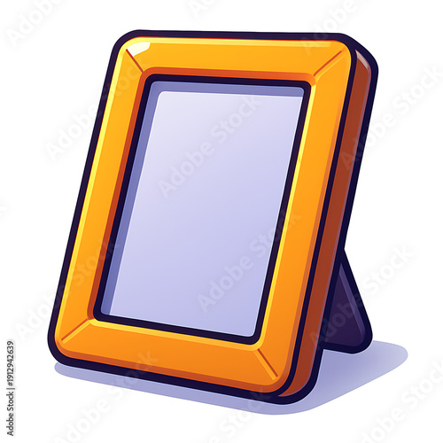 Empty Picture Frame Standing on White Background.