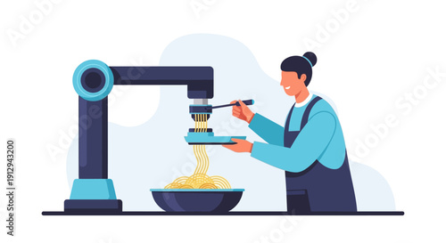 Smart Home Assistant Speaker Emitting Wi-Fi Signal, Modern Technology Concept Illustration on Light Gradient Background