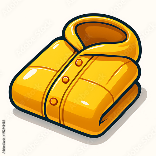 Folded Yellow Shirt Cartoon Illustration.
