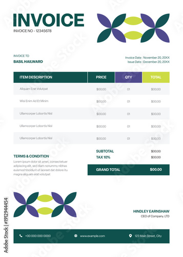 Green And Black Geometric Invoice