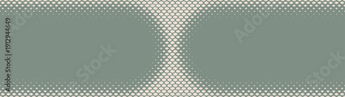 Boho scale halftone pattern double frame ultra wide 32:9 aspect ratio pale green vector abstract background. Bohemian vintage styled half tone panoramic format fancy graphic abstraction design element