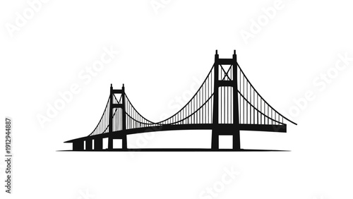 Suspension Bridge Silhouette Illustration Design Element.