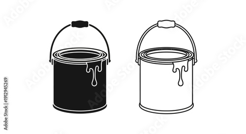 Black and white paint bucket illustration for design and creative projects Vector