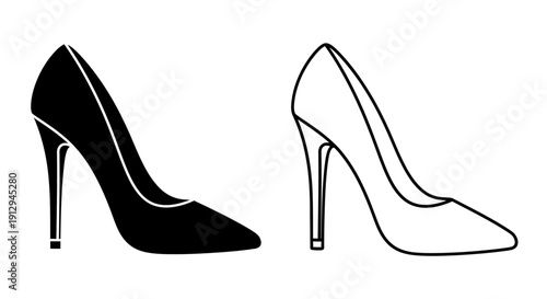 Elegant high heel shoes design, minimalist black and white high heels, fashionable footwear Vector