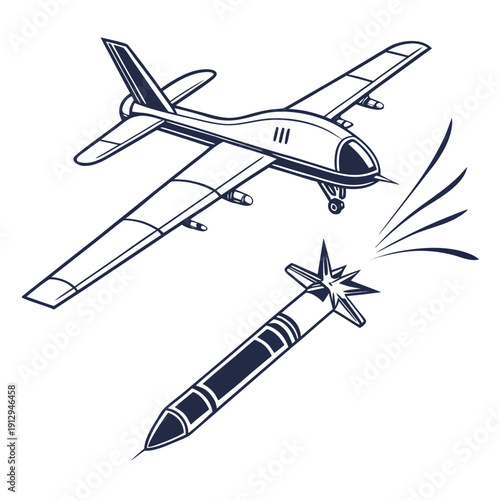 Drone firing missile unmanned aerial vehicle explosion