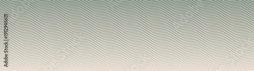 Diagonal wavy lines halftone pattern faded gradient ultra wide 32:9 aspect ratio vintage green vector abstract backdrop. Striped tilted structure half tone ultrawide format guilloche style abstraction