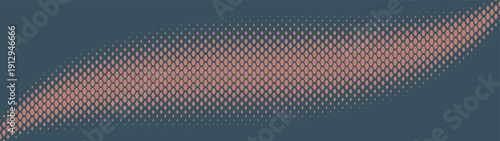 Boho scale halftone pattern smooth curved shape ultra wide 32:9 aspect ratio pale brown vector abstract background. Bohemian vintage styled half tone panoramic format fancy graphic design element