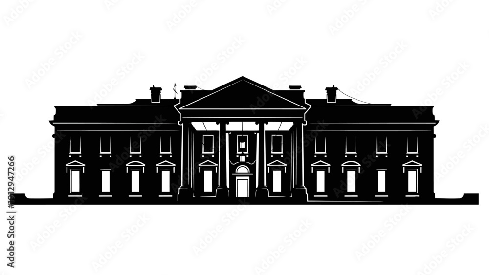 Fototapeta premium Classic Building Facade with Columns and Windows.