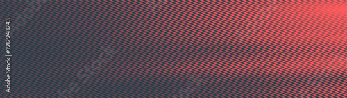 Diagonal lines halftone pattern dynamic structure ultra wide 32:9 aspect ratio red black vector conceptual abstract background. Striped half tone ultrawide format futuristic style mod abstraction
