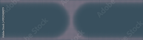 Circular grid halftone pattern dual frame ultra wide 32:9 aspect ratio pale pink blue vector abstract background. Half tone panoramic ultrawide format retro styled 80s 90s abstraction design elements