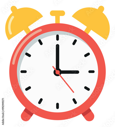 Simple cartoon illustration of an alarm clock depicting the concept of time for daily planning