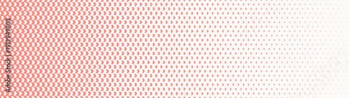 Checkered chevron halftone pattern faded texture ultra wide 32:9 aspect ratio white red vector abstract background. Chequered crest half tone graphic panoramic ultrawide format groovy abstraction