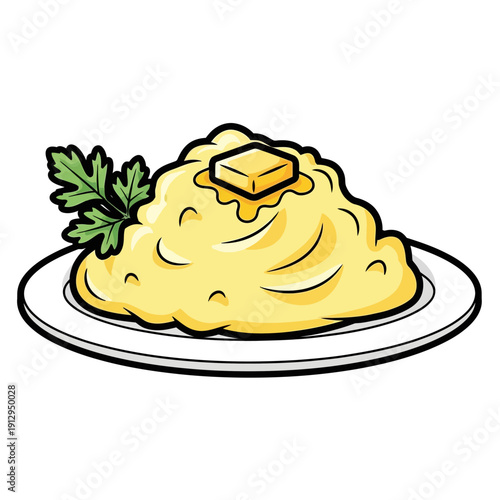 Delicious Mashed Potatoes with Butter and Parsley Garnish